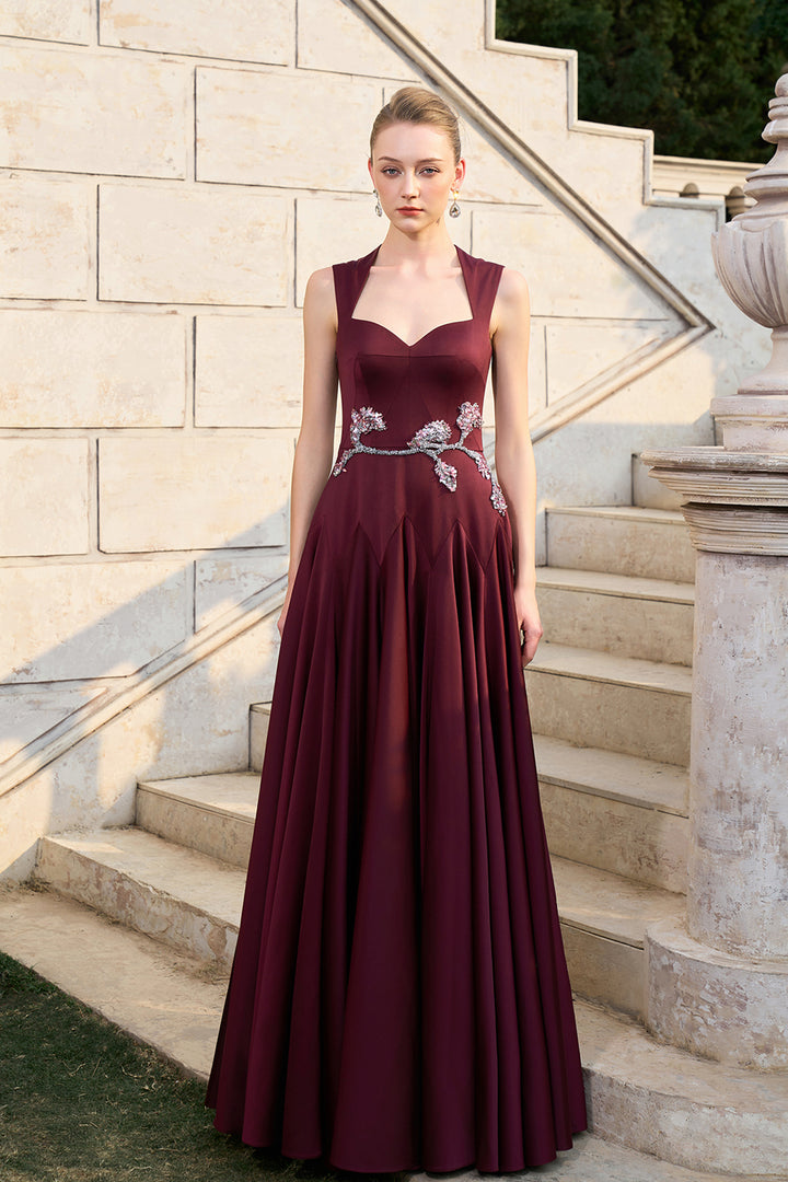 Strappy Anne Queen Neckline Gathered A-line Dress