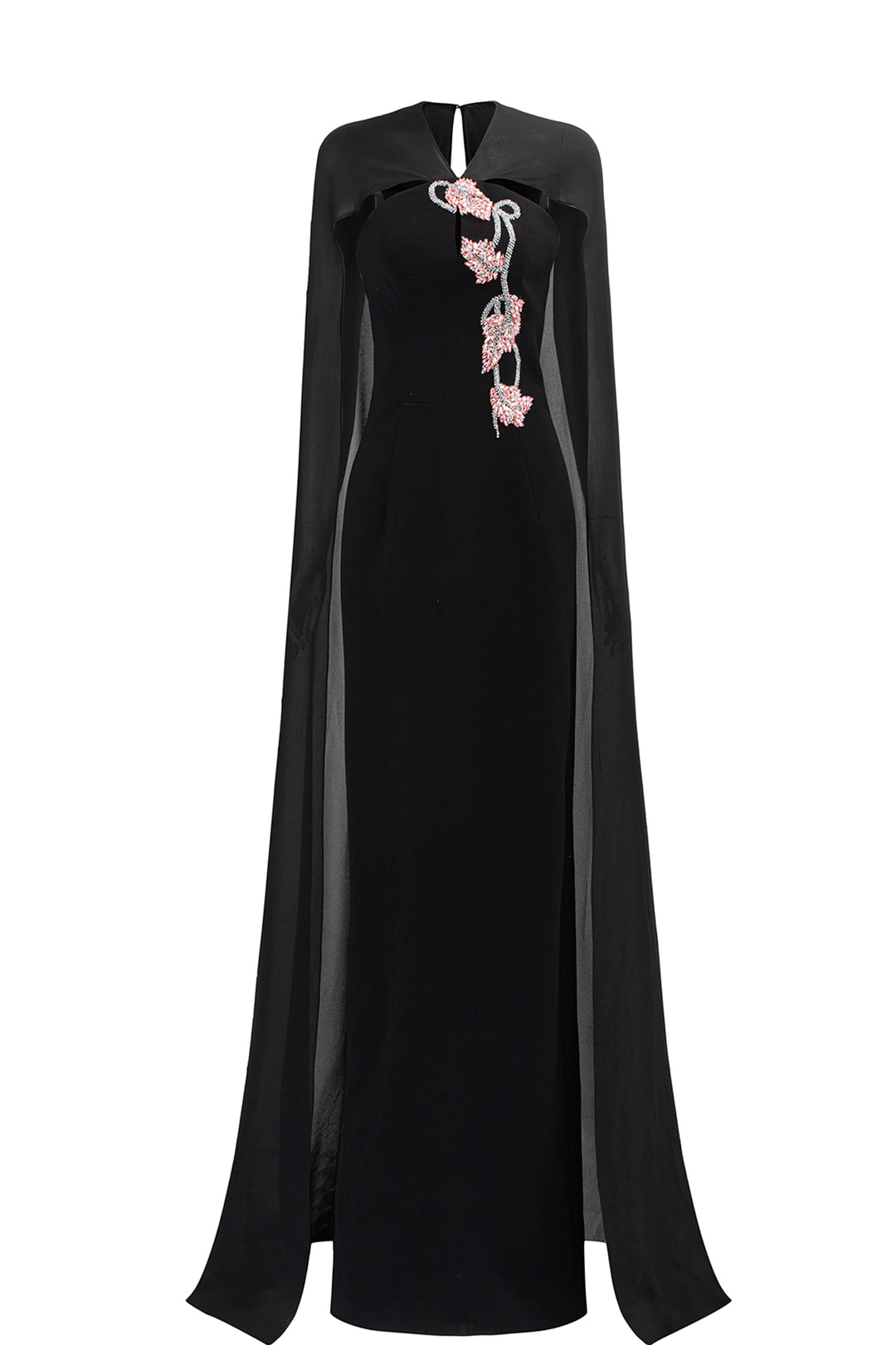 Long Back Cape With Open Chest Dress