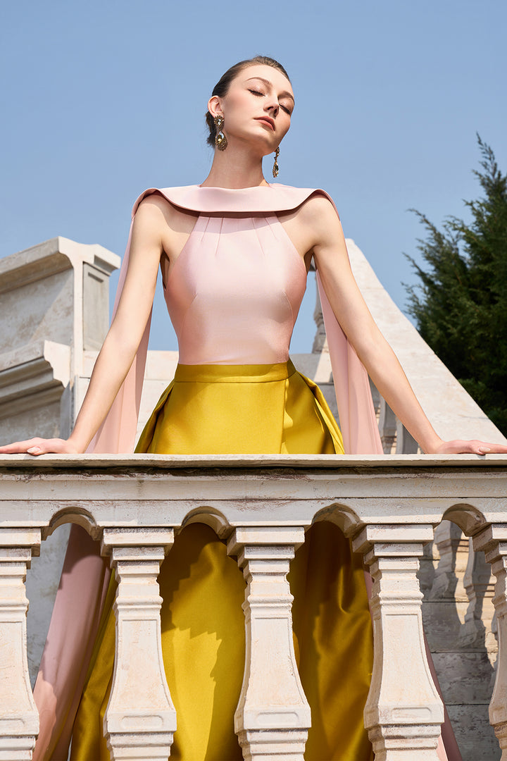 Sleeveless With Long Back Flap Neckline Dress