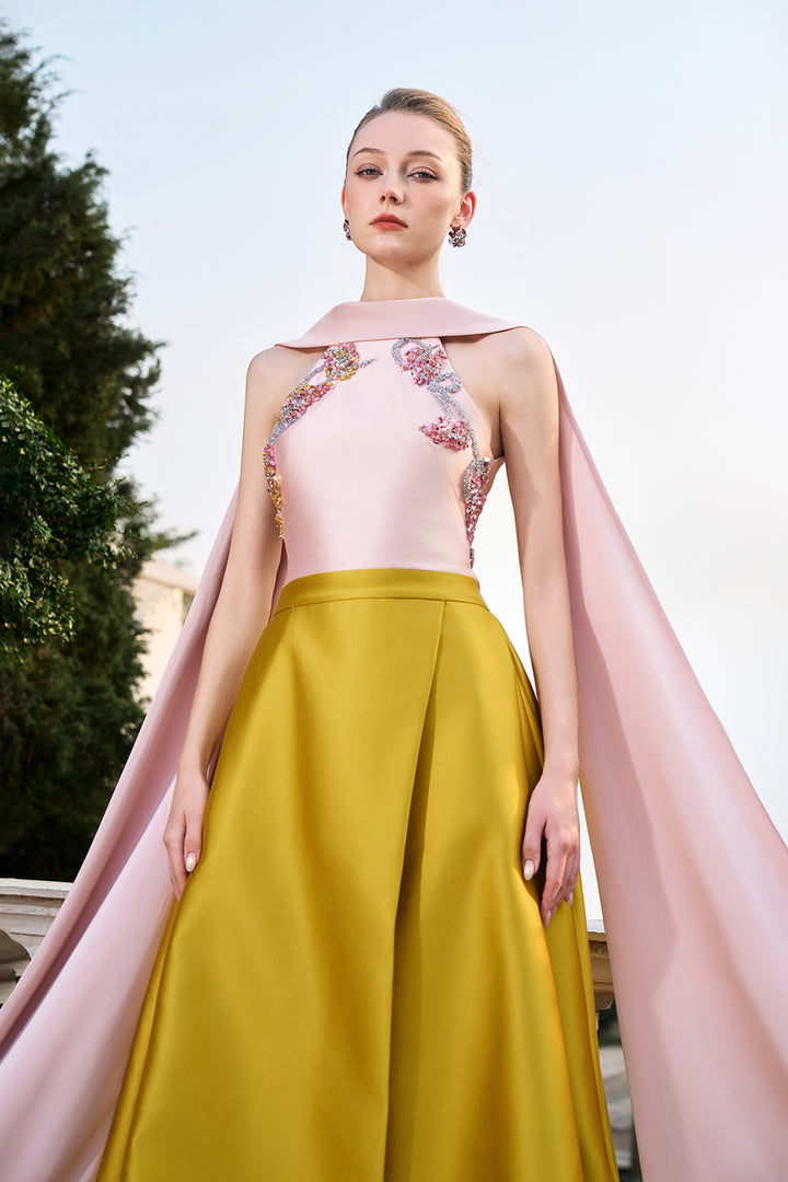 Sleeveless With Long Back Flap Neckline Dress