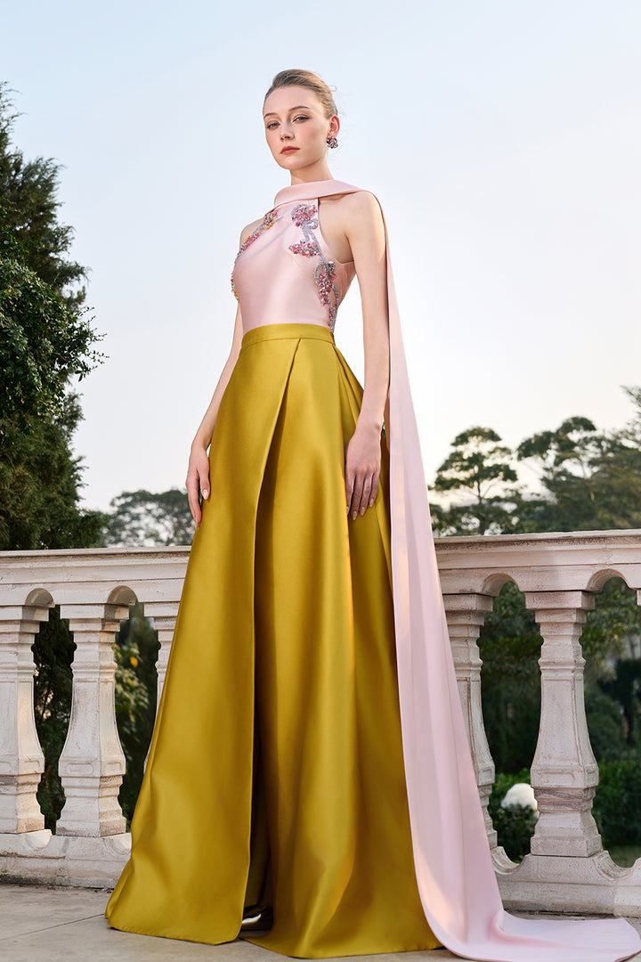 Sleeveless With Long Back Flap Neckline Dress