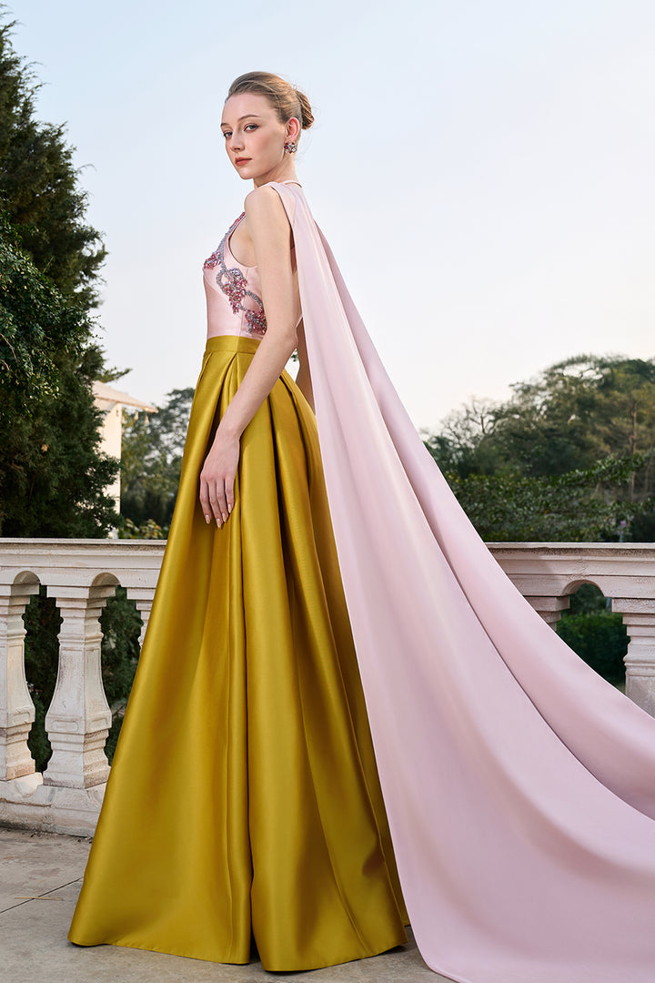 Sleeveless With Long Back Flap Neckline Dress