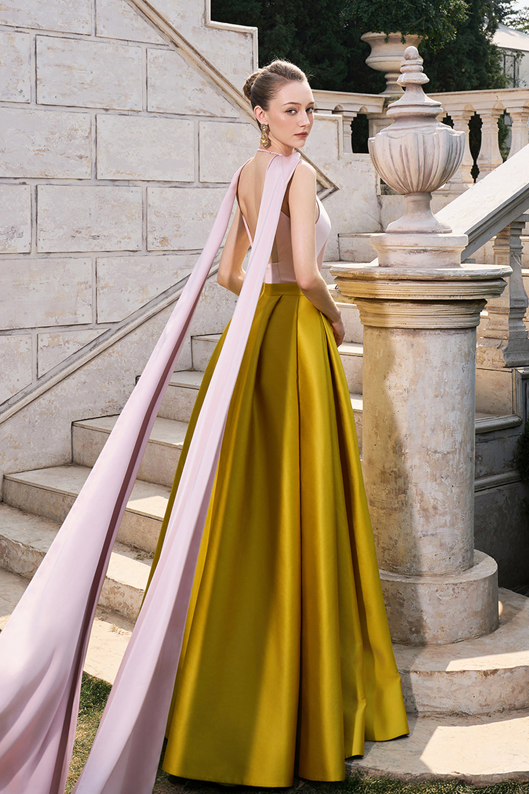 Sleeveless With Long Back Flap Neckline Dress