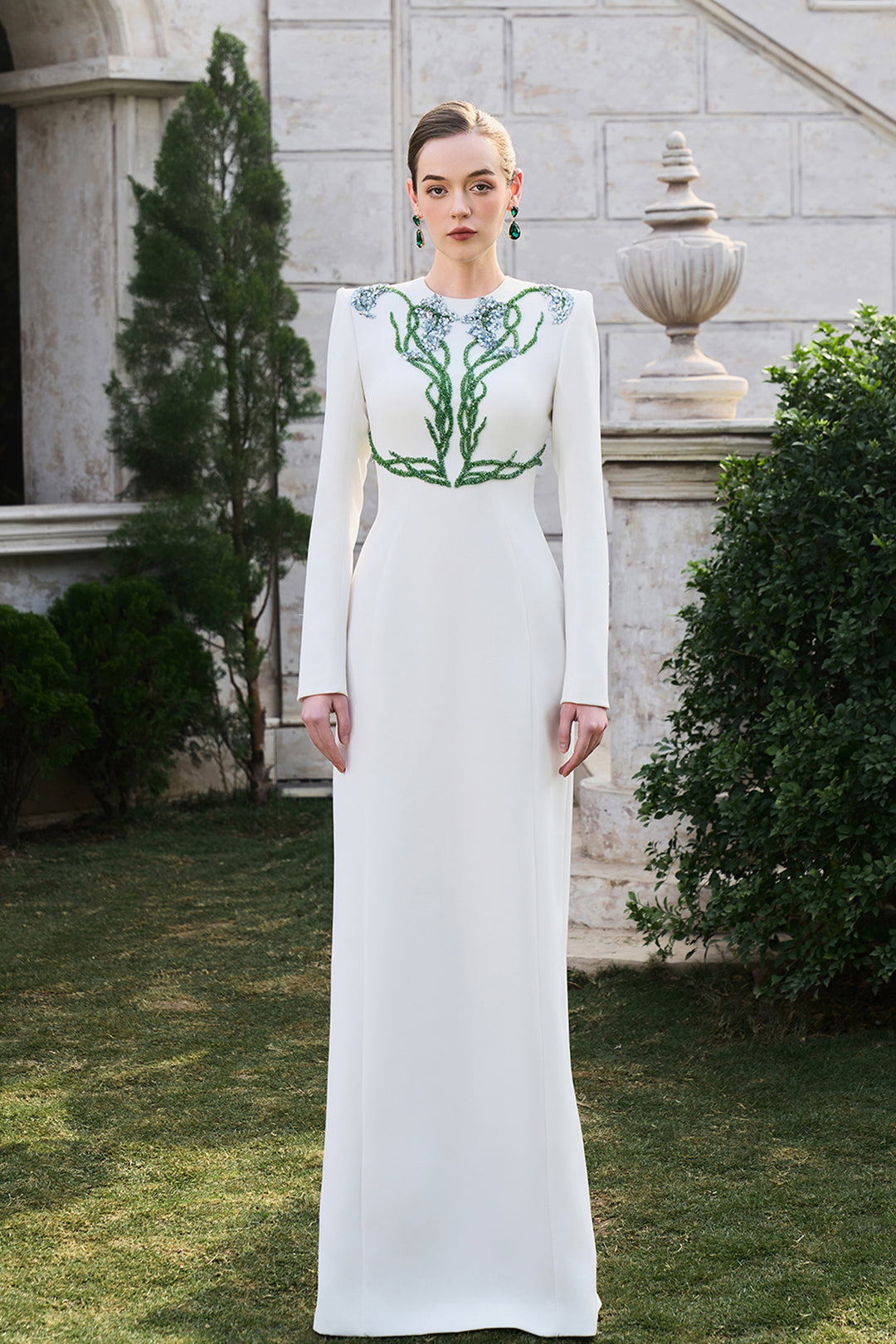 Asymmetric Crystal-embellished Light A-Line Dress White / FR 46 Asymmetric Crystal-embellished Light A-Line Dress White / FR 46