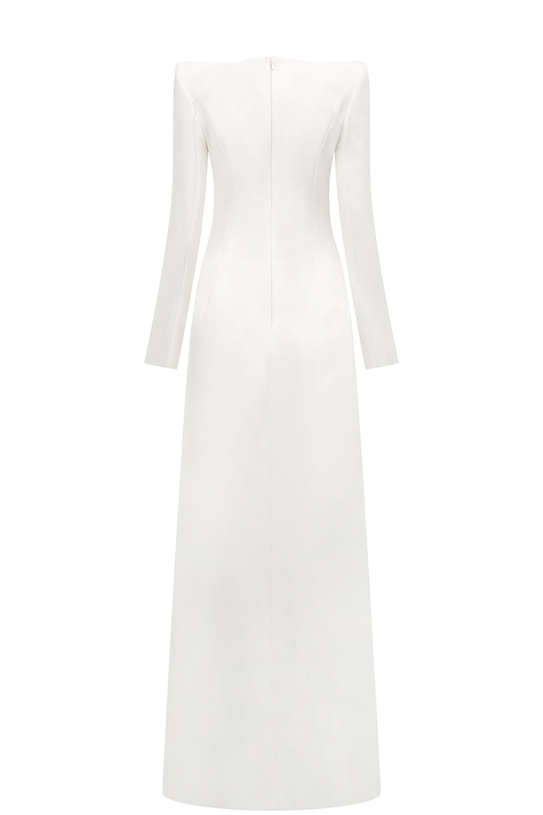 Padded Shoulder Floral Crystal-Embellished A-Line Dress