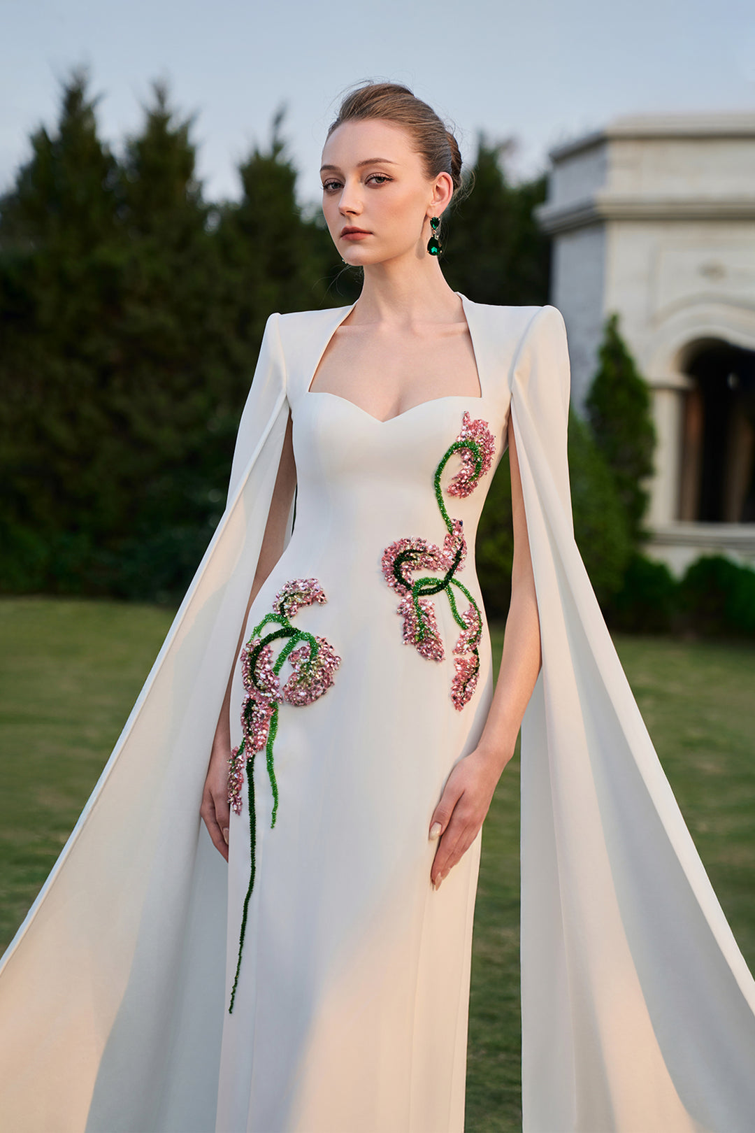 Asymmetric 3D Embellished Straight Dress