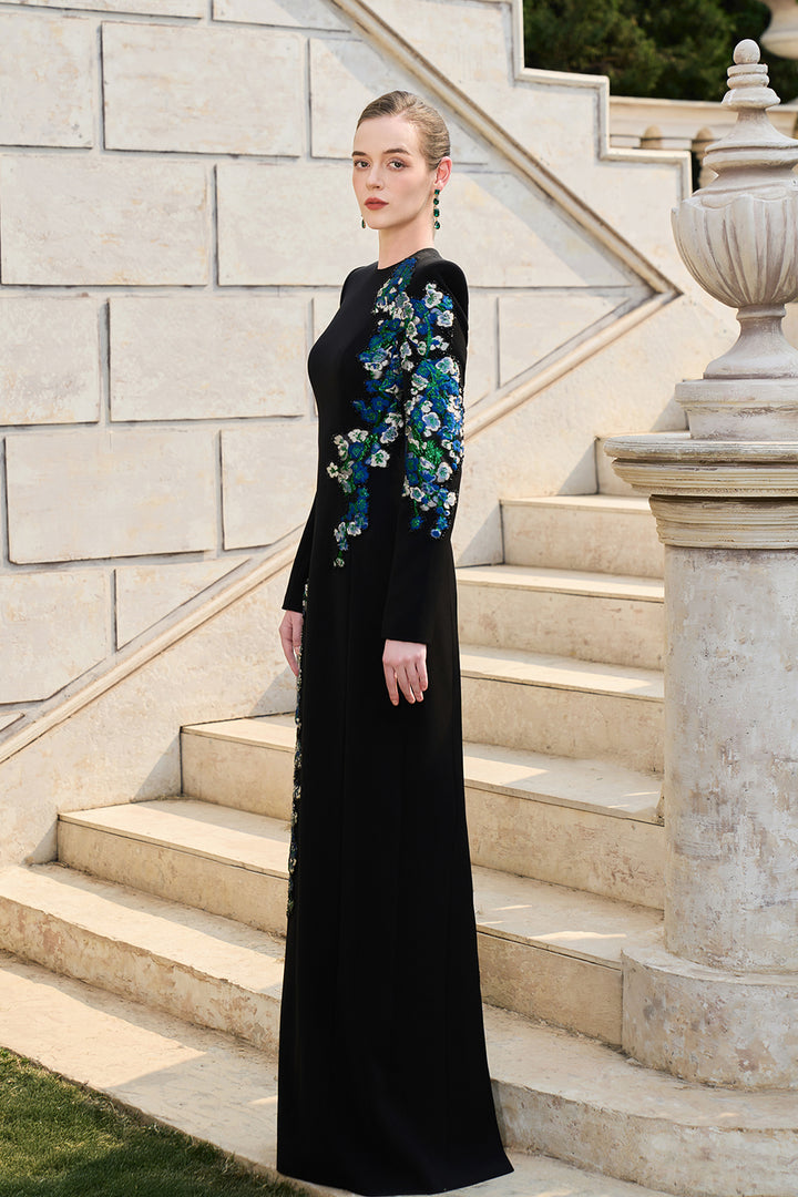 Asymmetric Floral Straight Dress