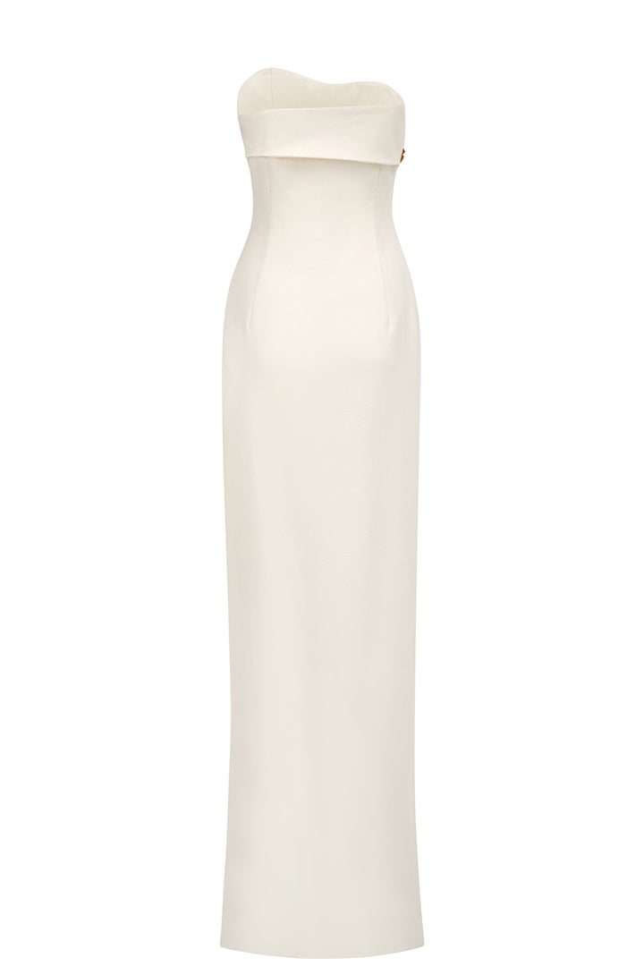 Strapless Crystal-Embellished Side Slit Dress