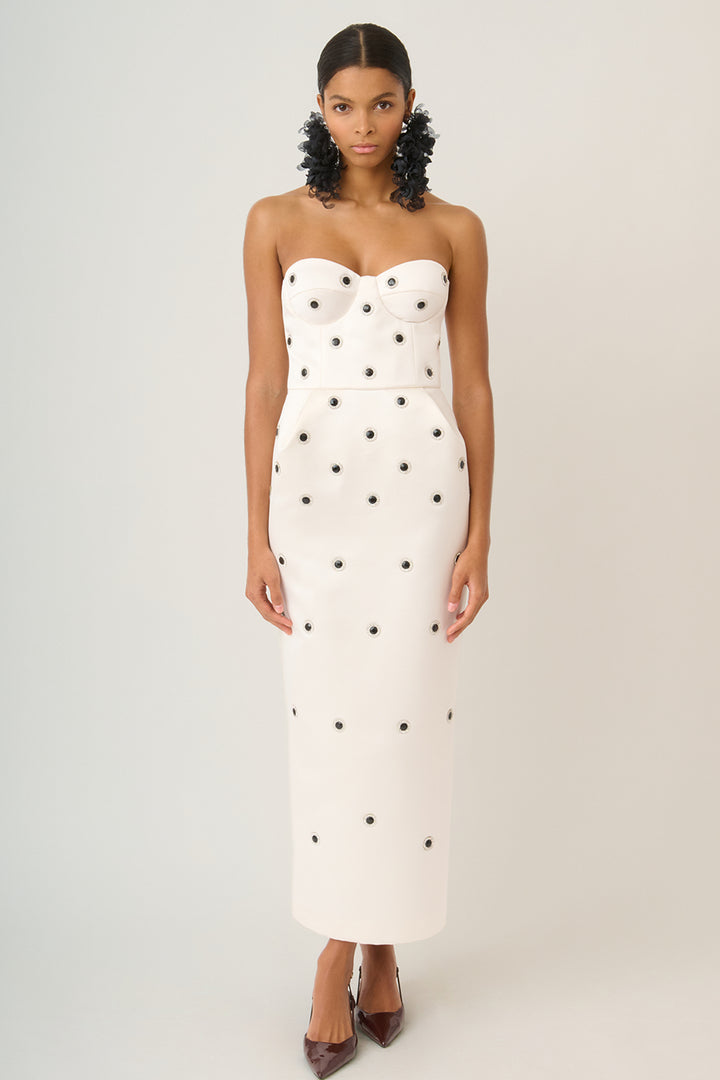 Strapless Bustier Dress with Hand-Applied Crystals