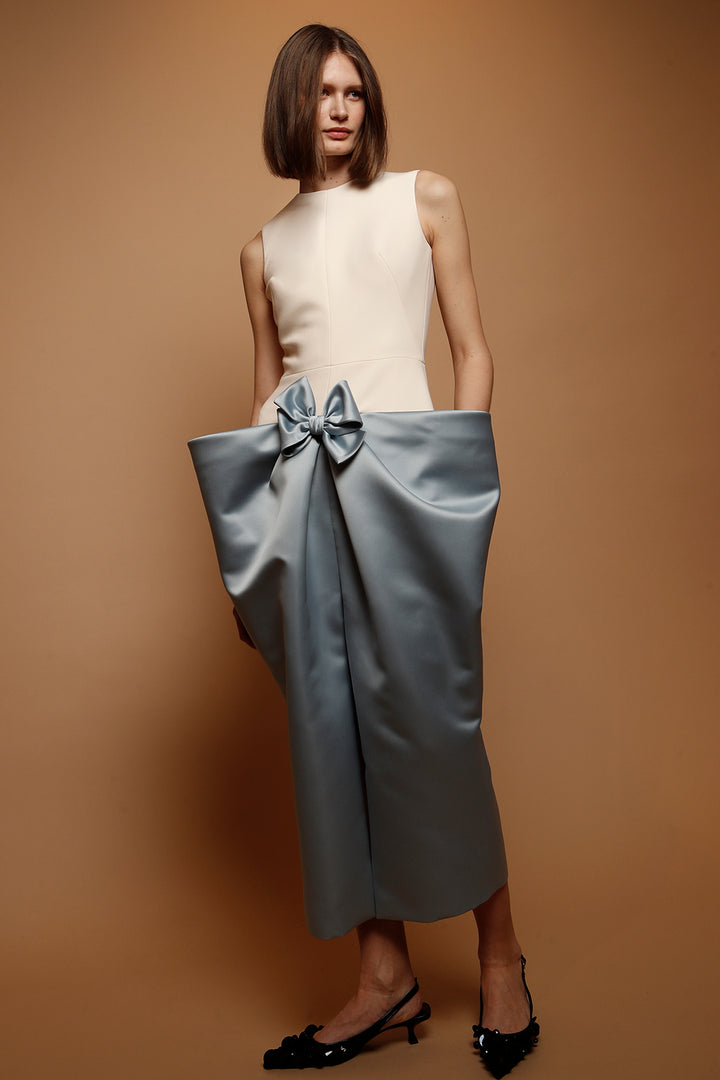 Bicolor Bow Long Dress