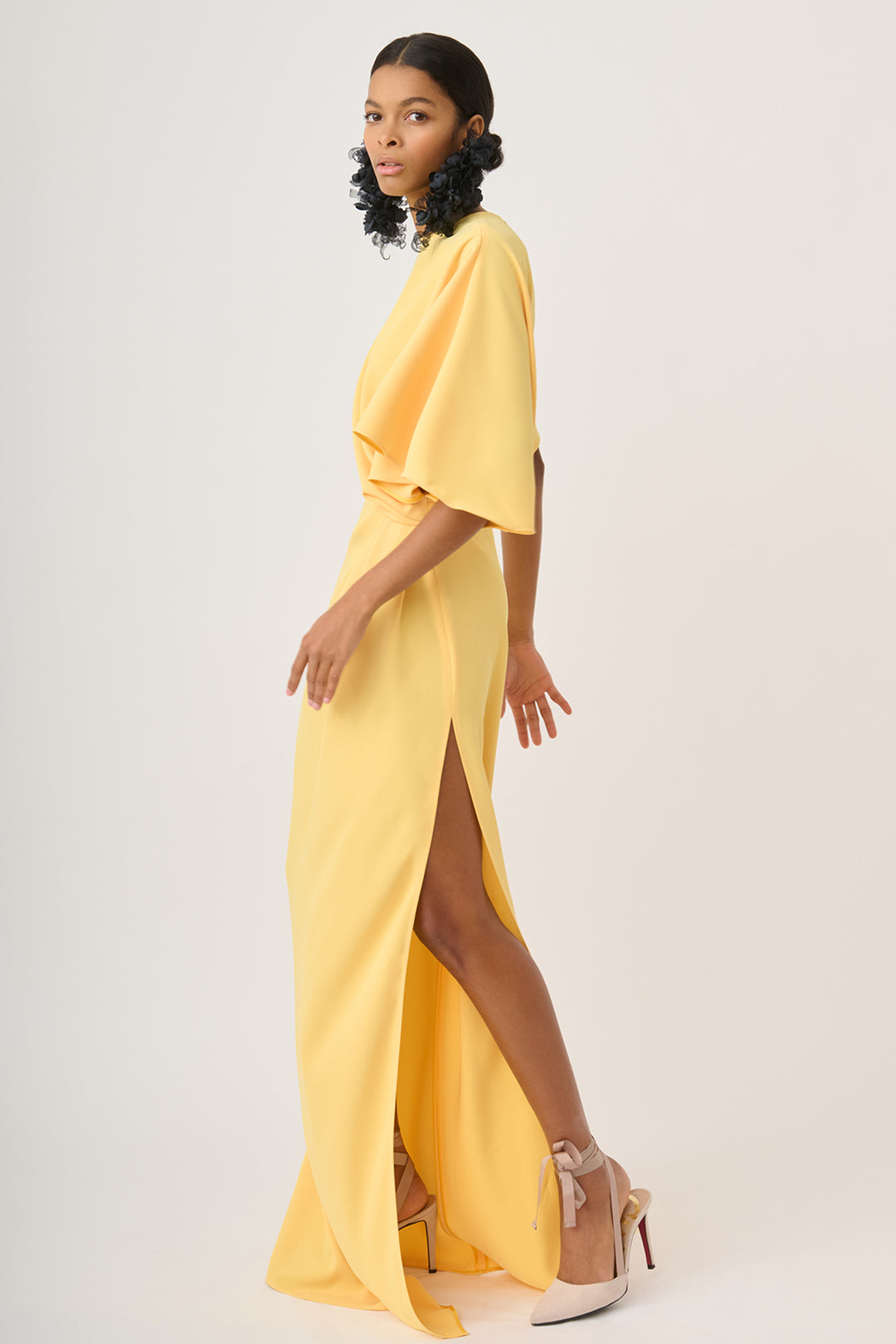 Short Sleeves with Long Draped Dress