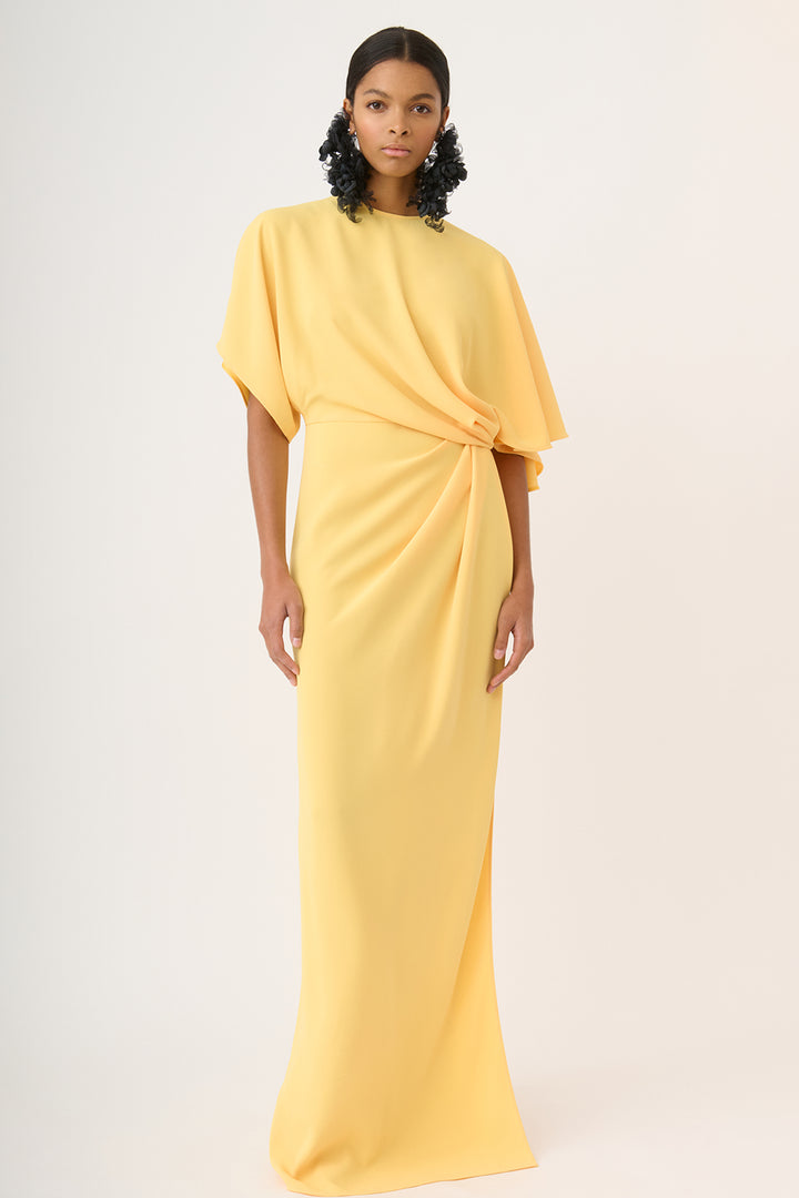Short Sleeves with Long Draped Dress