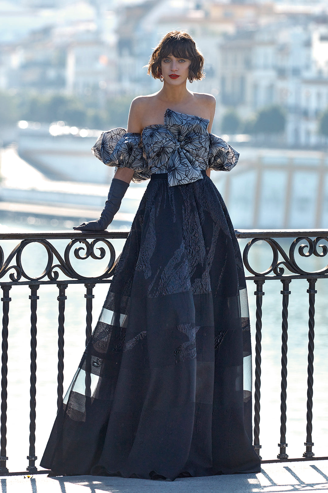 jacquard strapless dress Organza and Jacquard Strapless Printed Dress Multi / FR 52
