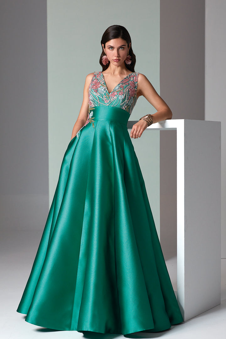 Pique A-Line Dress V-Neckline