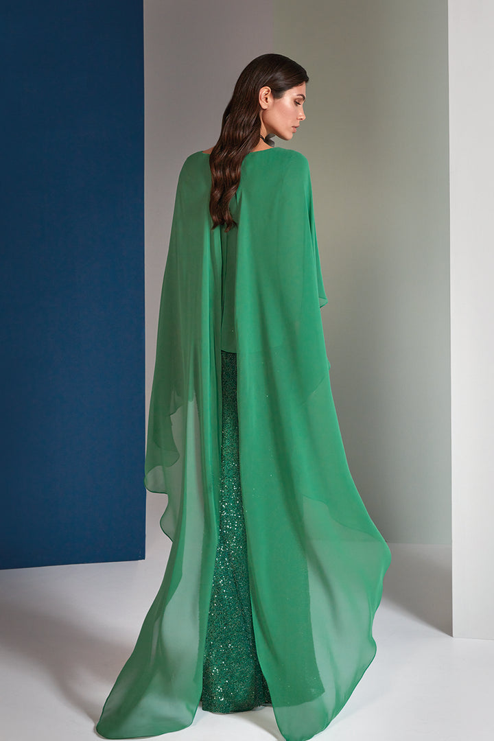 Chiffon Column Jewel Neckline