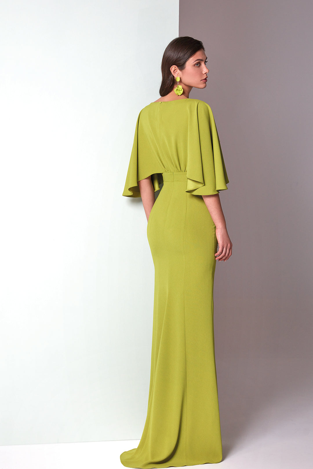 Mermaid Dress Open Neckline Flutter Sleeves