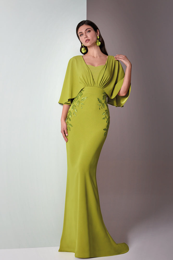 Mermaid Dress Open Neckline Flutter Sleeves