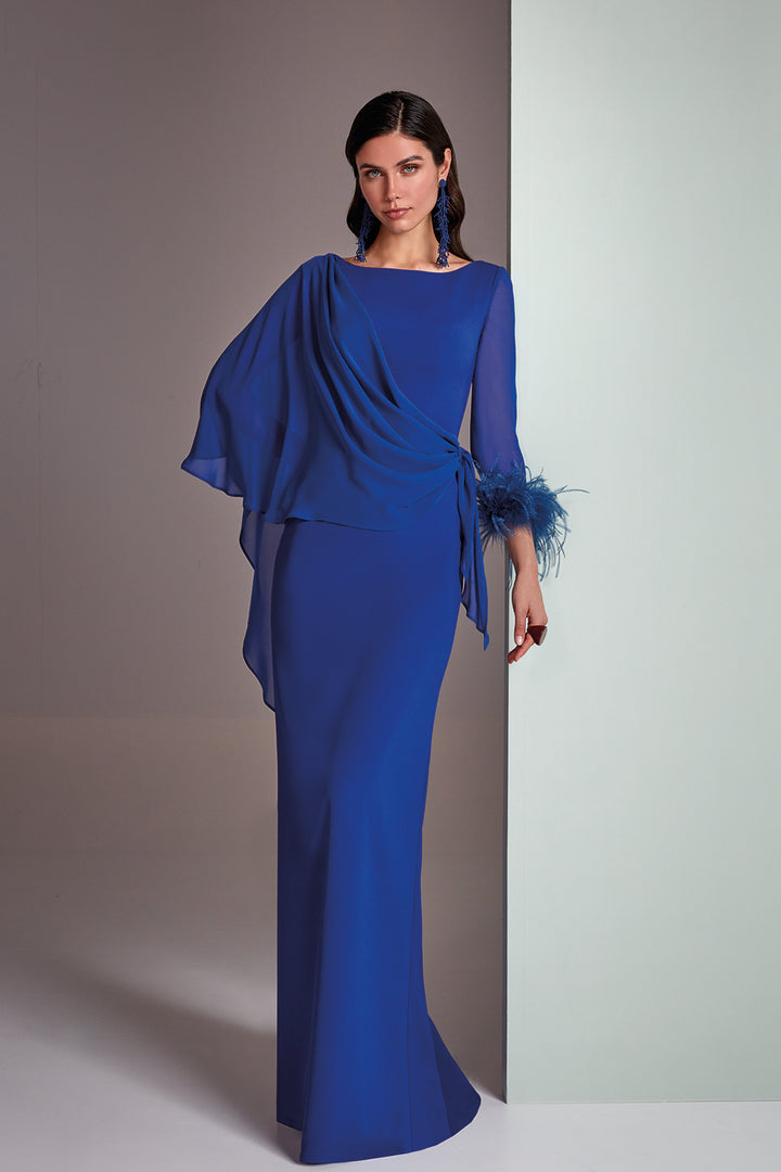 Mermaid Crepe Dress Plunging Neckline