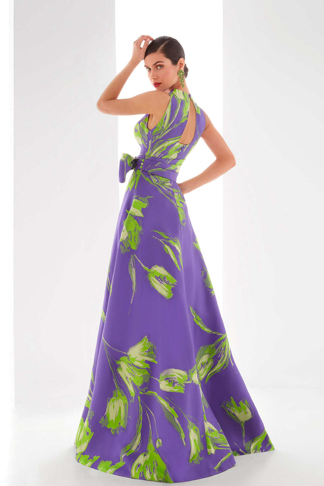 Purple Floral Evening Dress