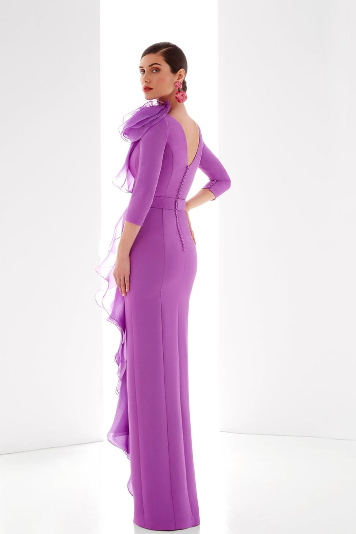 Purple Evening Dress with Ruffles