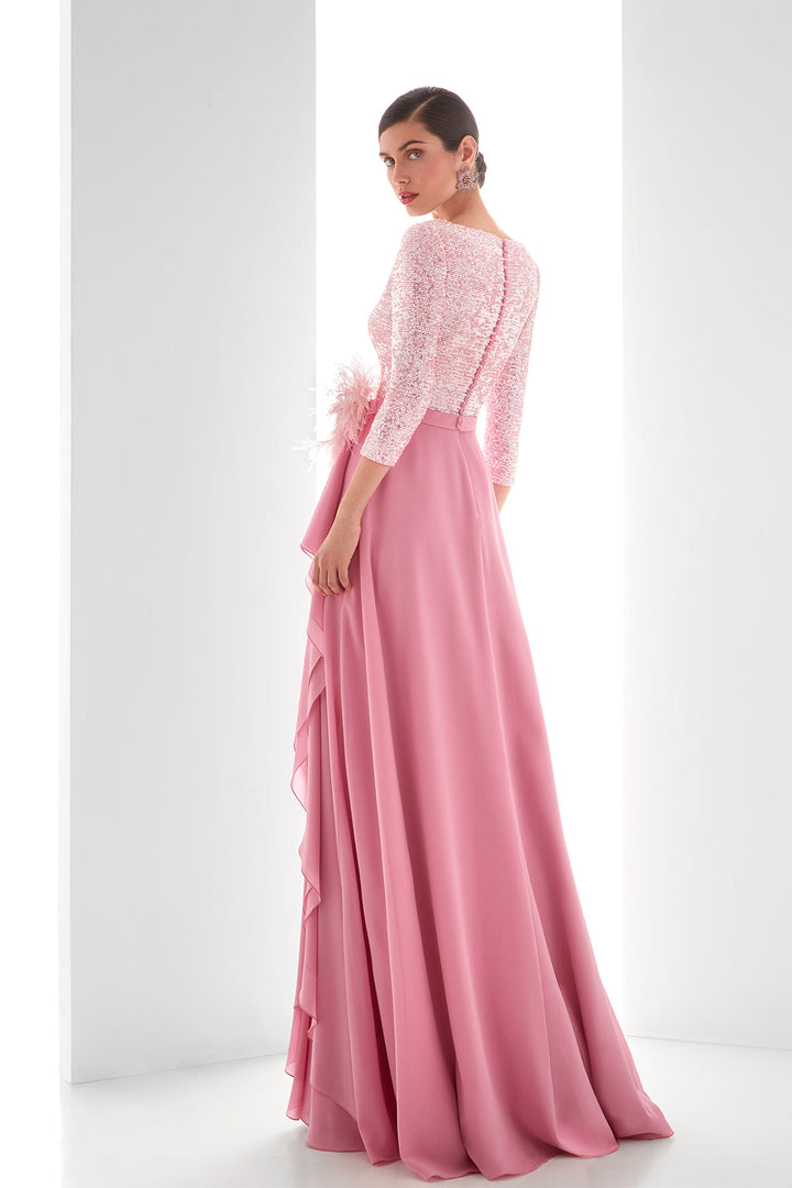 Pink Sequin and Chiffon Evening dress