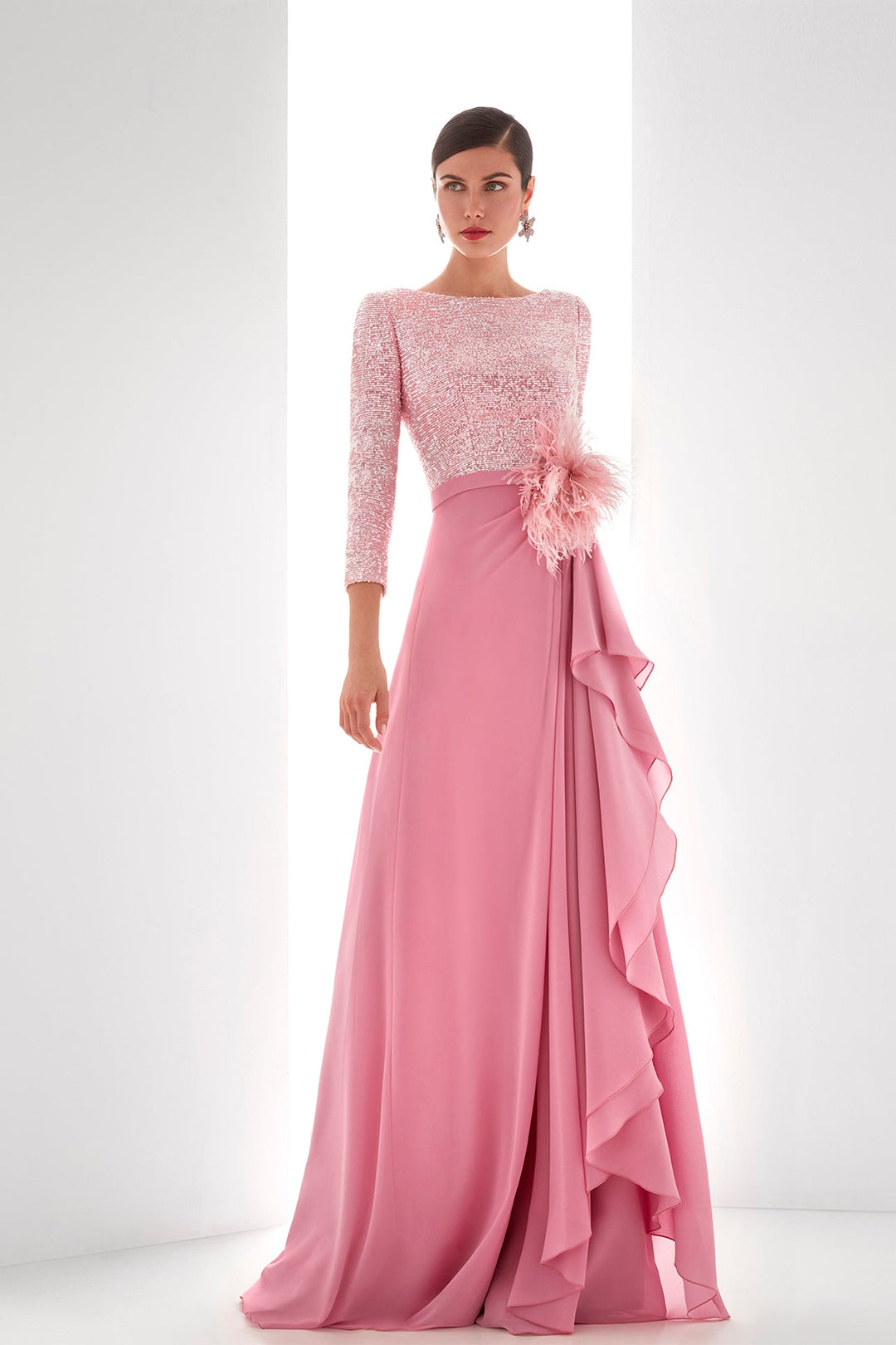 Pink Sequin and Chiffon Evening dress M.R DESIGN Pink Sequin and Chiffon Evening dress M.R DESIGN