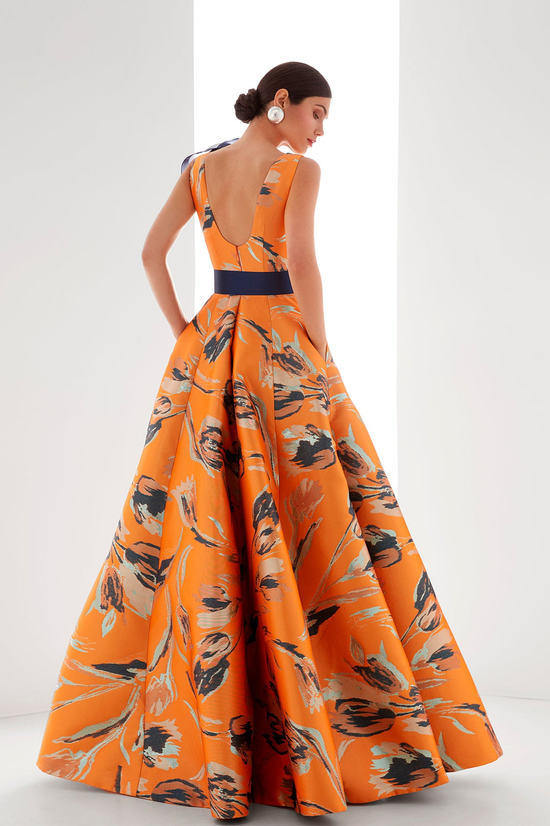 Orange Floral Print Dress