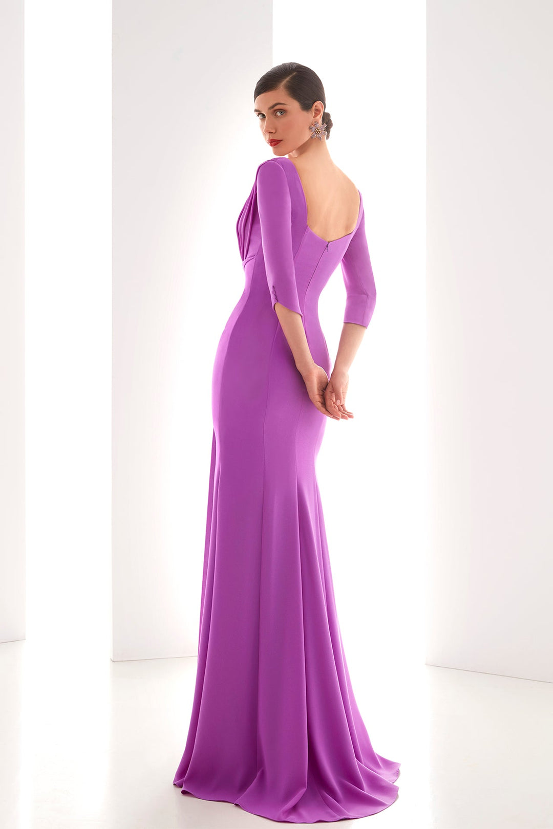 Purple Mermaid Flare Crepe Dress