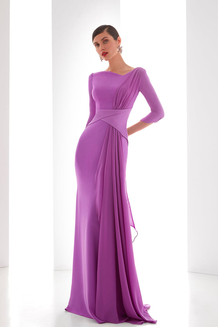 Purple Mermaid Flare Crepe Dress