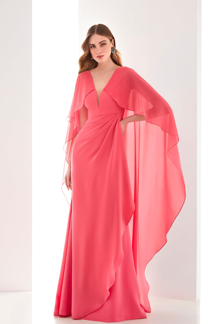 Coral-Pink Crepe and Georgette Dress