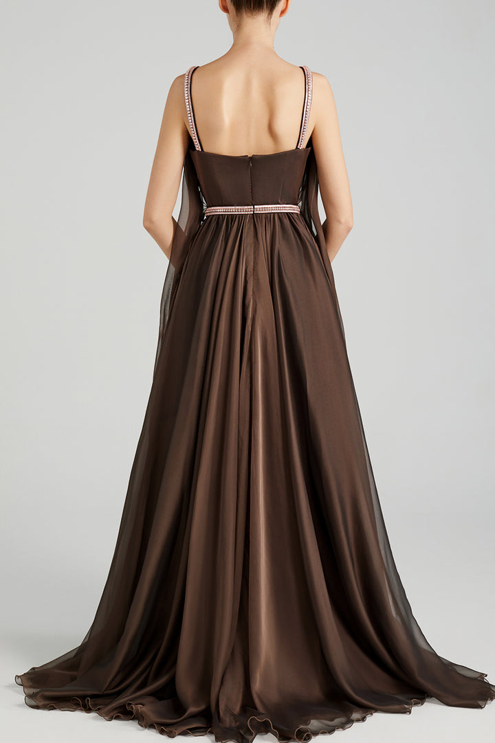 A-line Chiffon Dress with Crystals