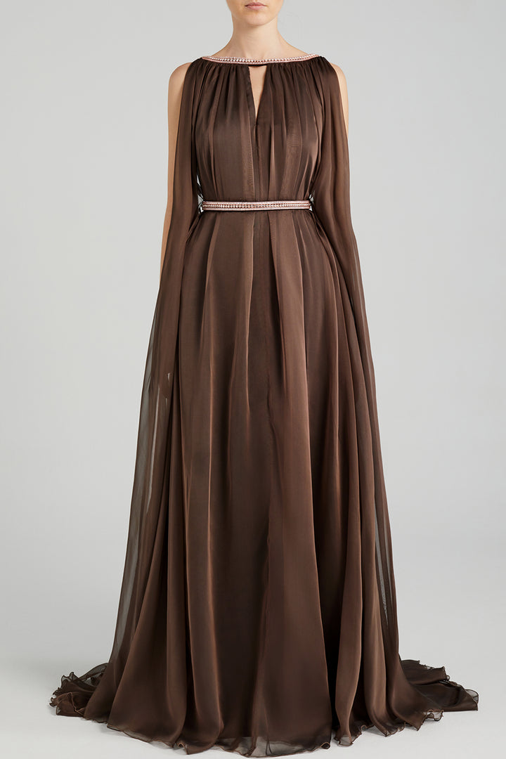 A-line Chiffon Dress with Crystals
