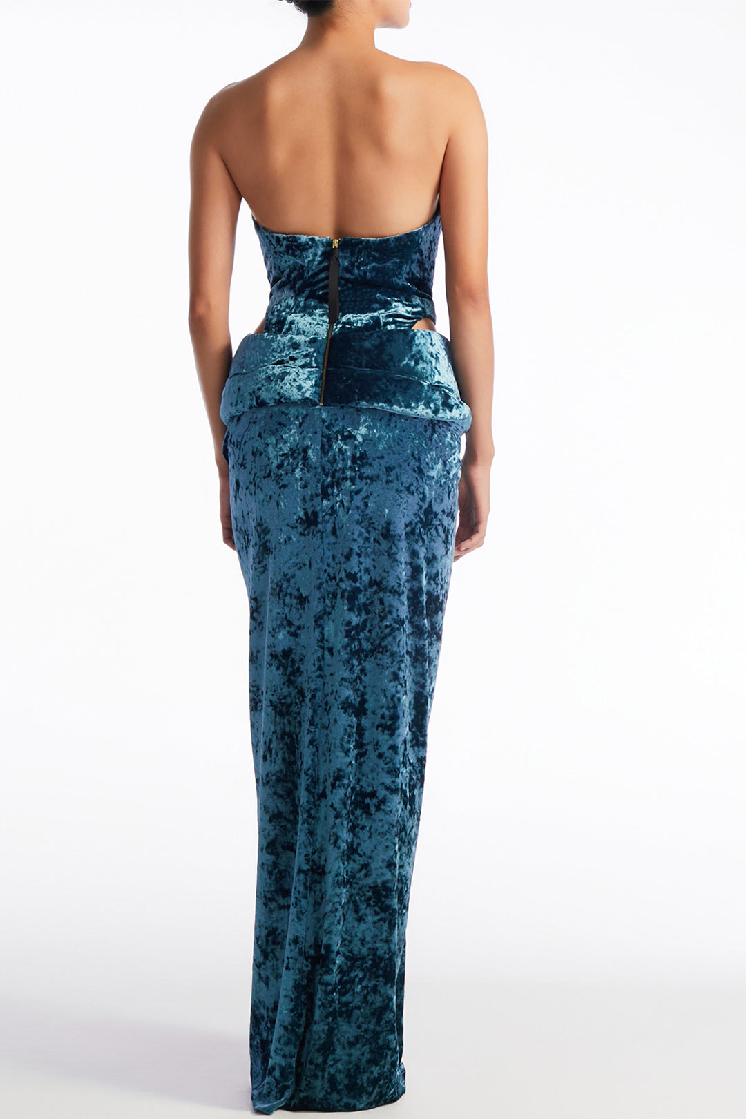 Sculpted Strapless with Cutout Draped Column Dress