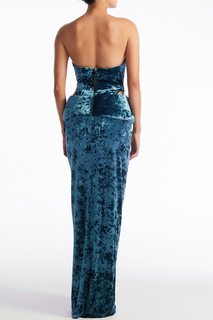 Sculpted Strapless with Cutout Draped Column Dress