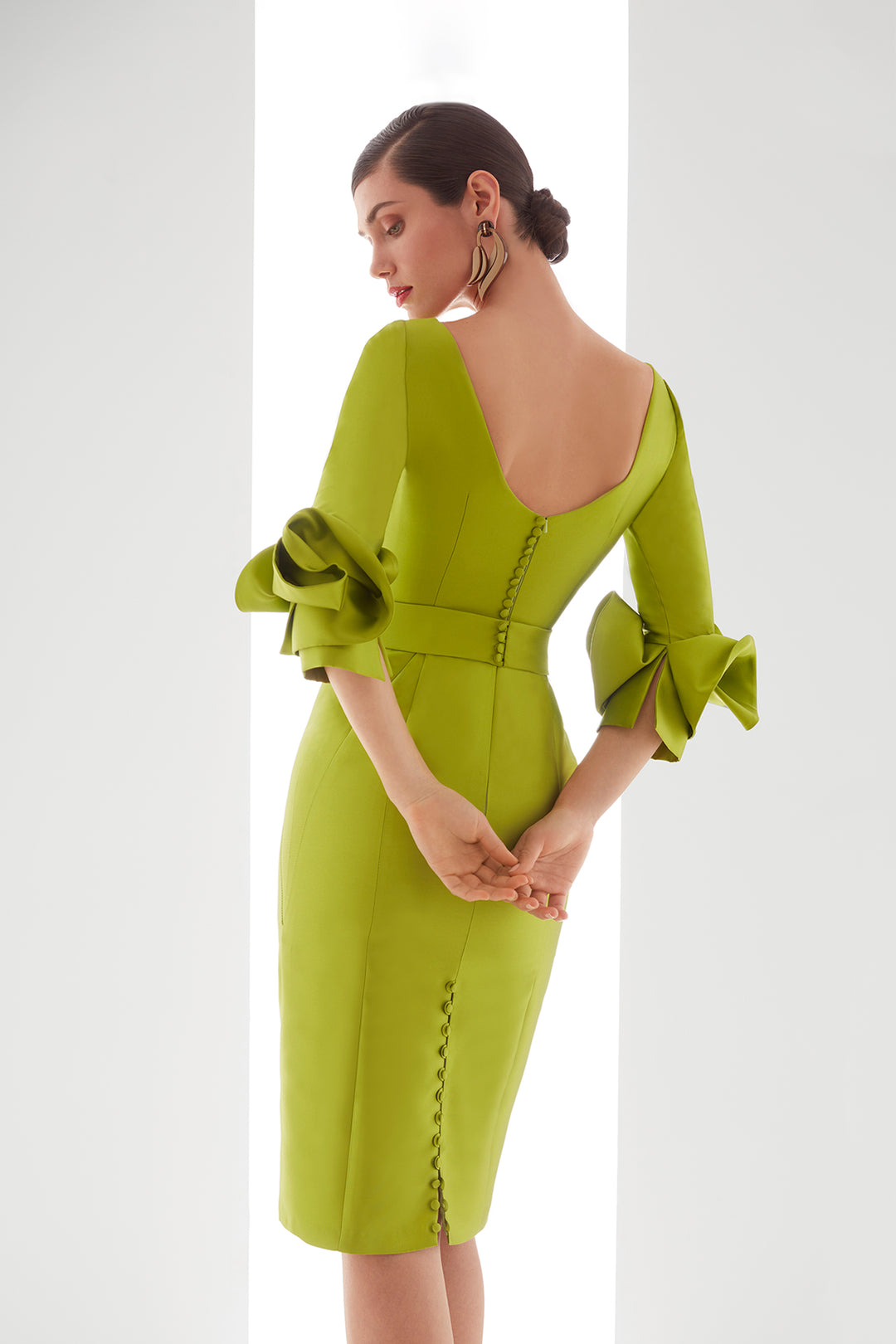 3/4 sleeves short mikado dress Green / FR 44 3/4 sleeves short mikado dress Green / FR 44