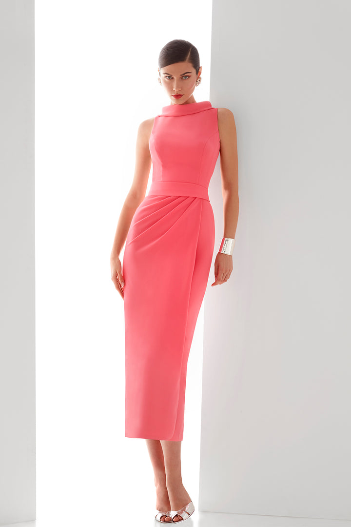 Halter Neck Cocktail Dress with Overskirt