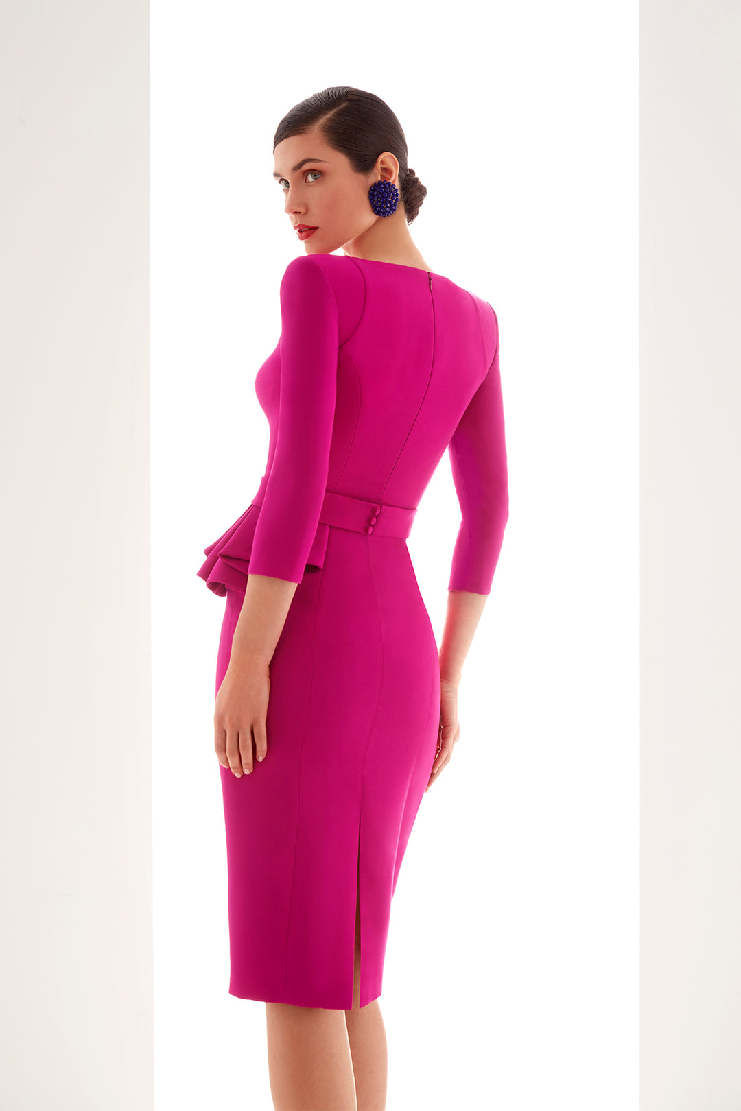 Bateau Neck Cocktail Dress with Peplum