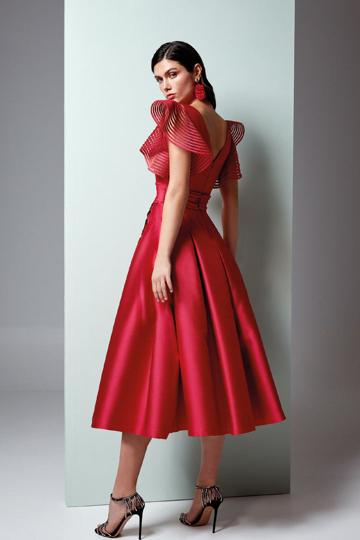 Crystal-Embroidered Tulle Dress With and Mermaid Skirt