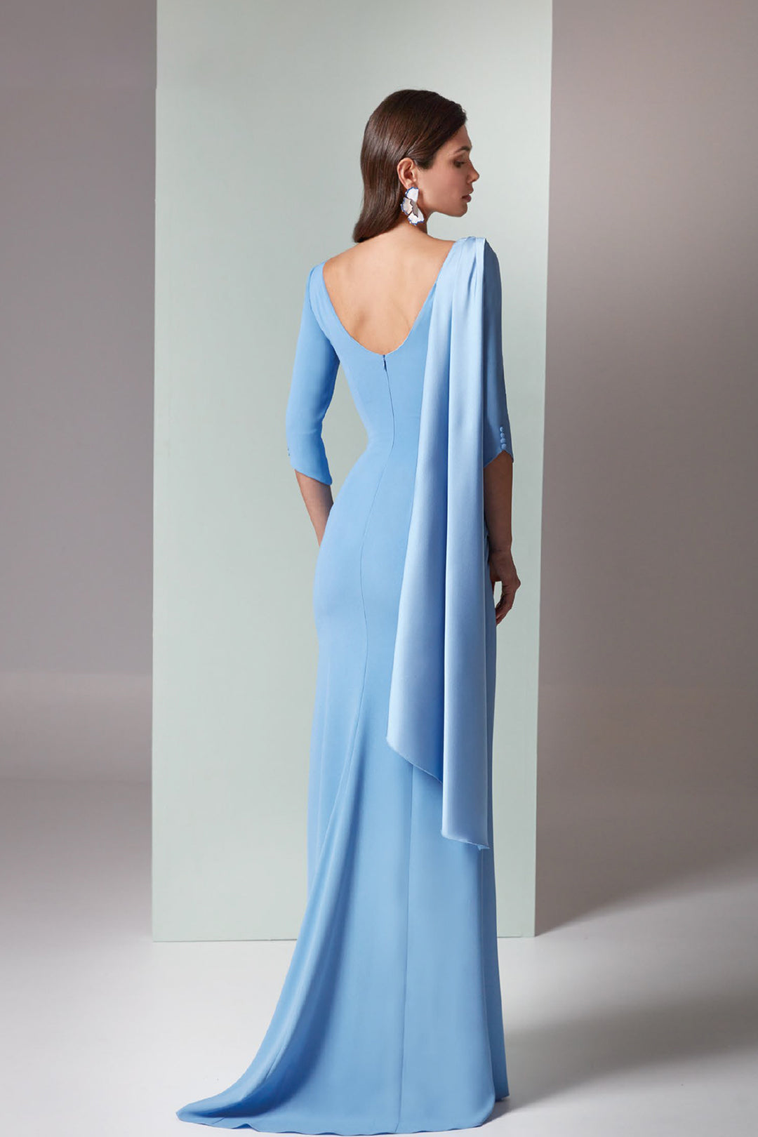 Long Dress Asymmetrical Neckline and Mermaid Skirt