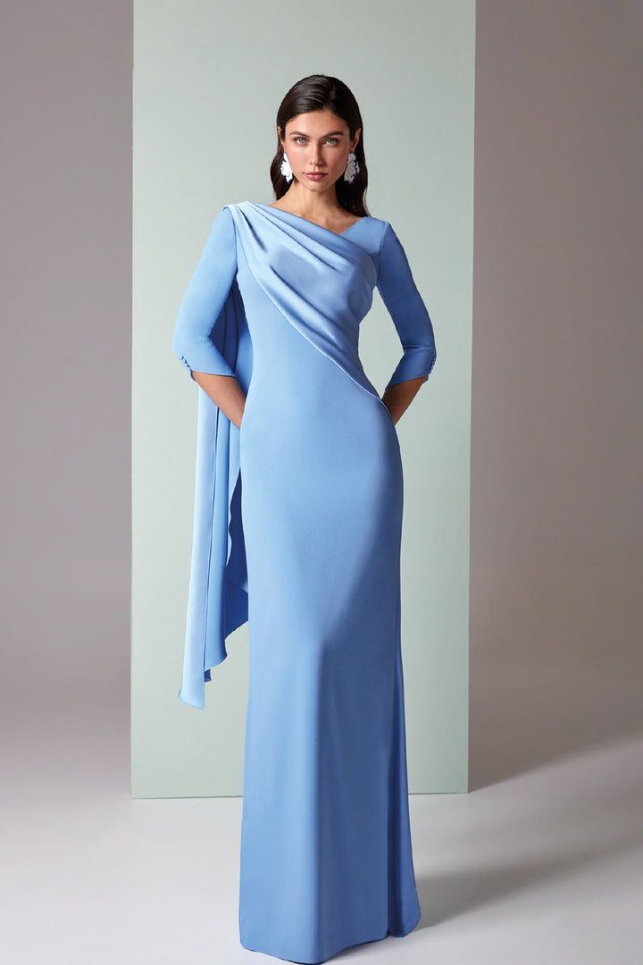 Long Dress Asymmetrical Neckline and Mermaid Skirt