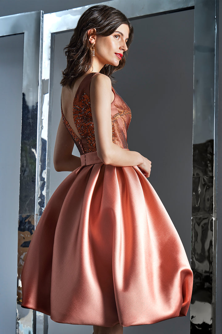 Embellished with V-Neck Cocktail Dress