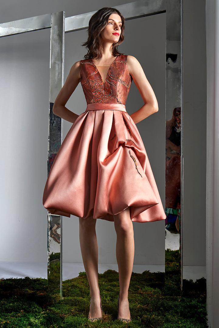 Embellished with V-Neck Cocktail Dress