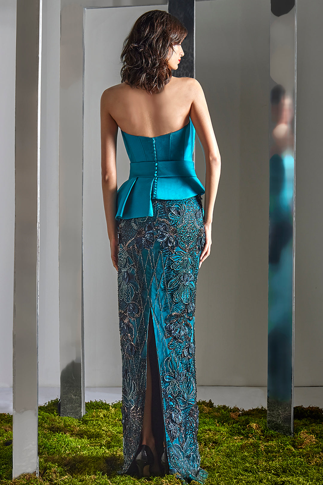Strapless Folded-Bodice Column Dress