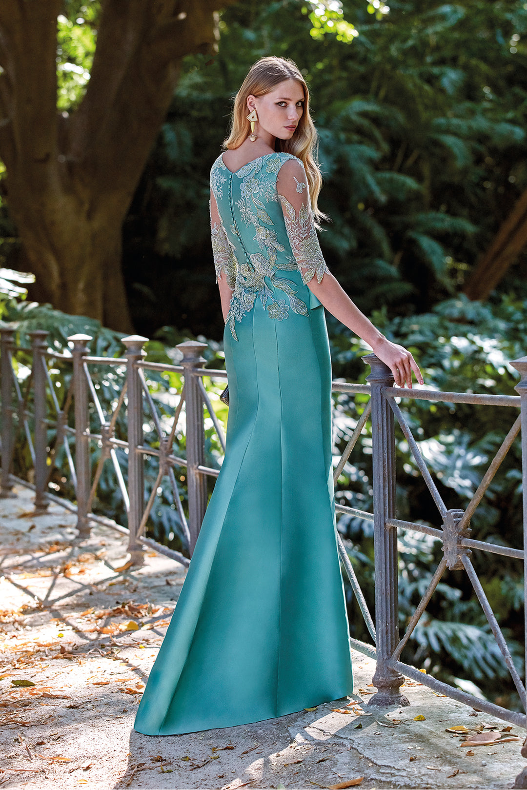 Embellished Silk Mikado Mermaid Dress