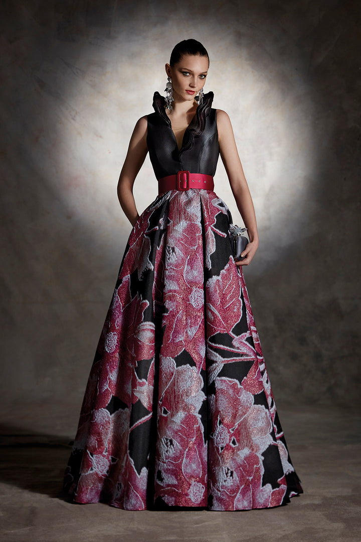 Jacquard Organza and Pique Princess Dress