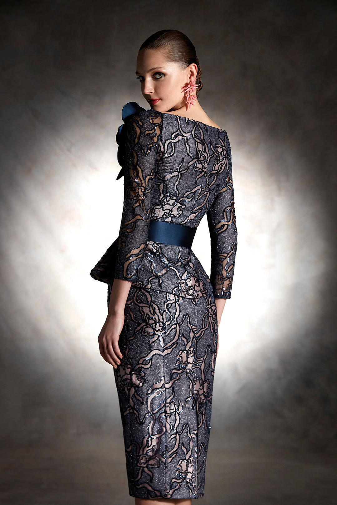 sequin lace midi dress Olive Green Sequin Lace Long Sleeve Midi Dress