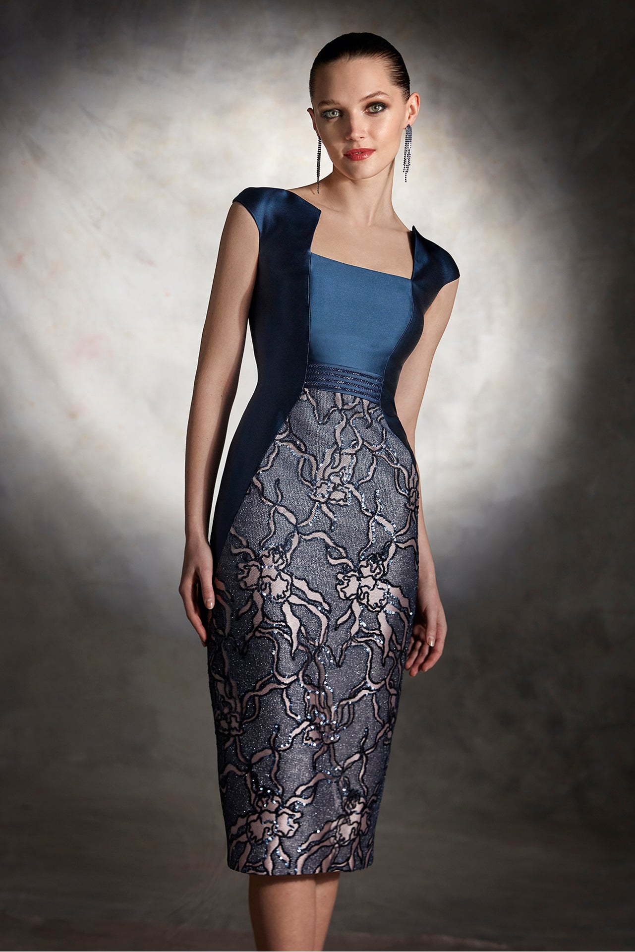 Mikado and Lace Midi Dress with Jacket – M.R DESIGN