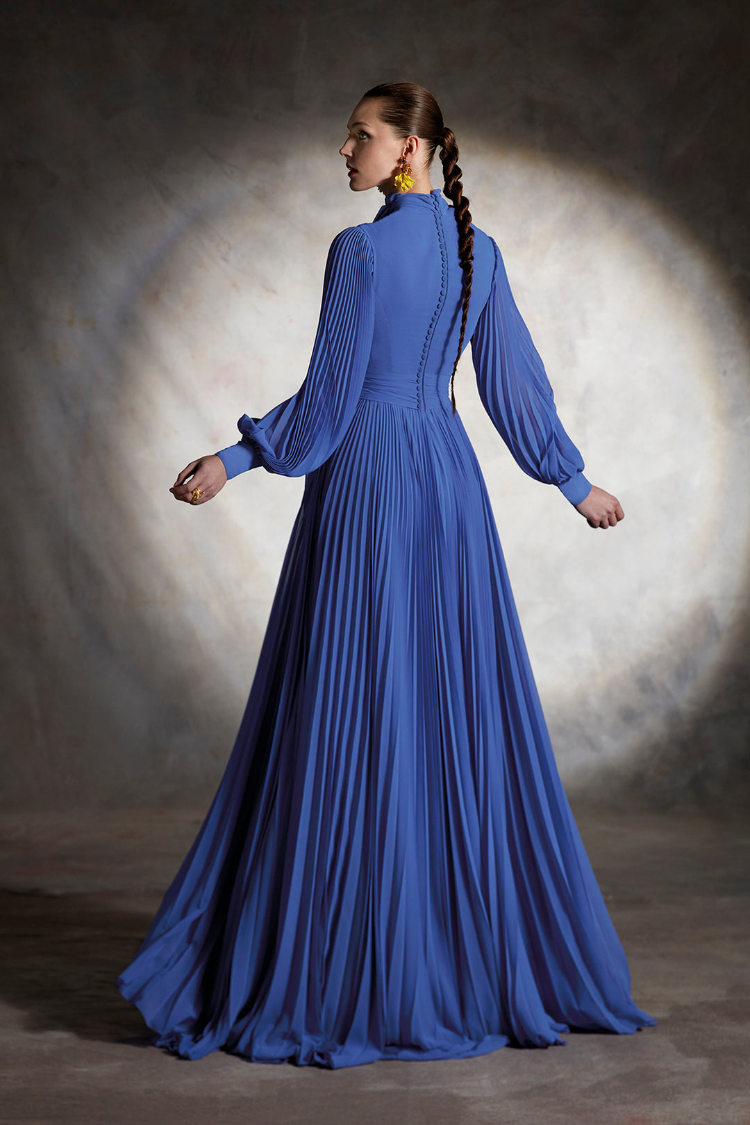 pleated flared dress AS REVIVAL | Aero Flare Pleated Dress | LEMON | Material: 80% Nylon, 20% Spandex