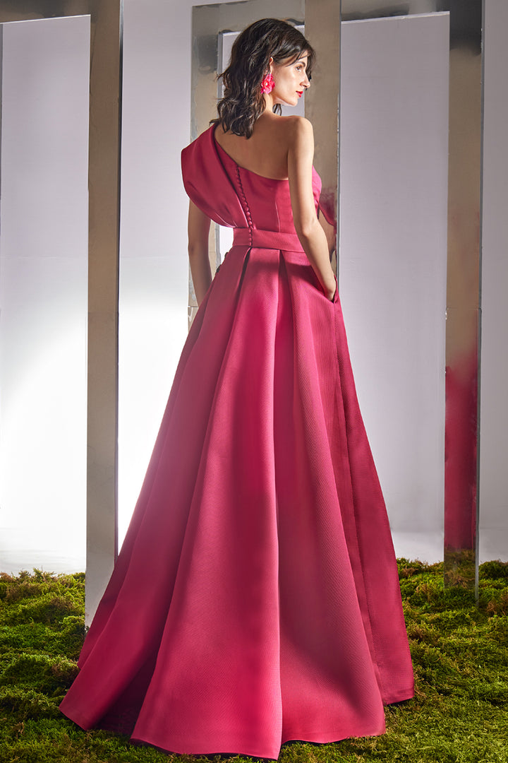Pleated Lace Appliqué A-Line Dress