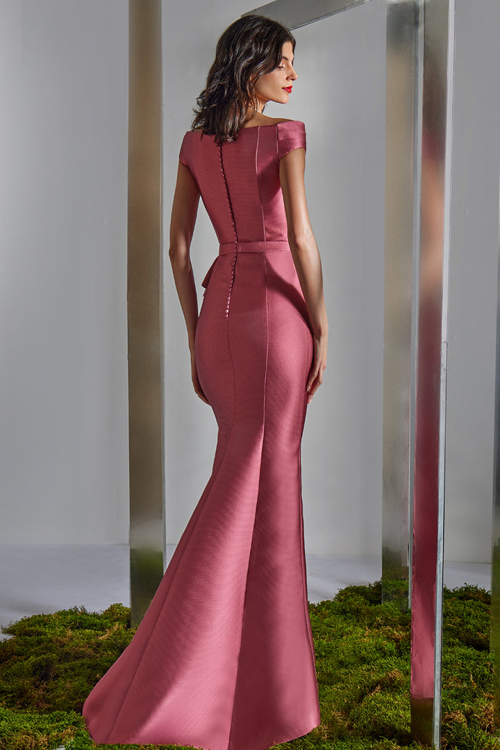 Floral Appliqué Ruffle with Column Dress